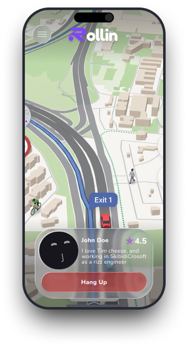 Rollin hands-free voice call interface